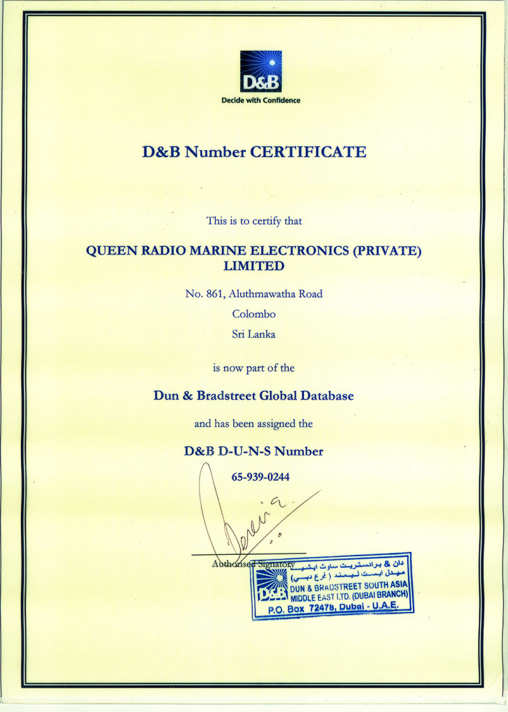 D&B Number Certificate Queens Group